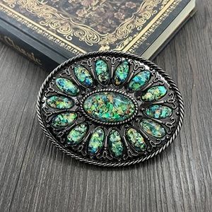 Gorgeous blue green belt buckle
